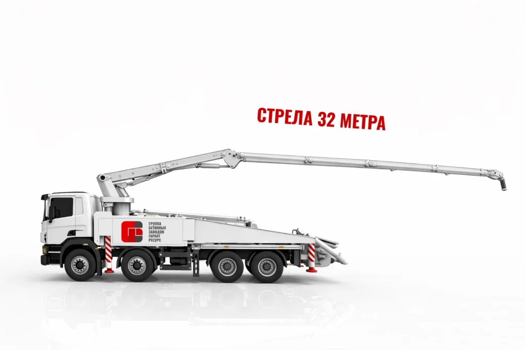 Автобетононасос со стрелой 32 м для подачи бетона в Люберцах и области